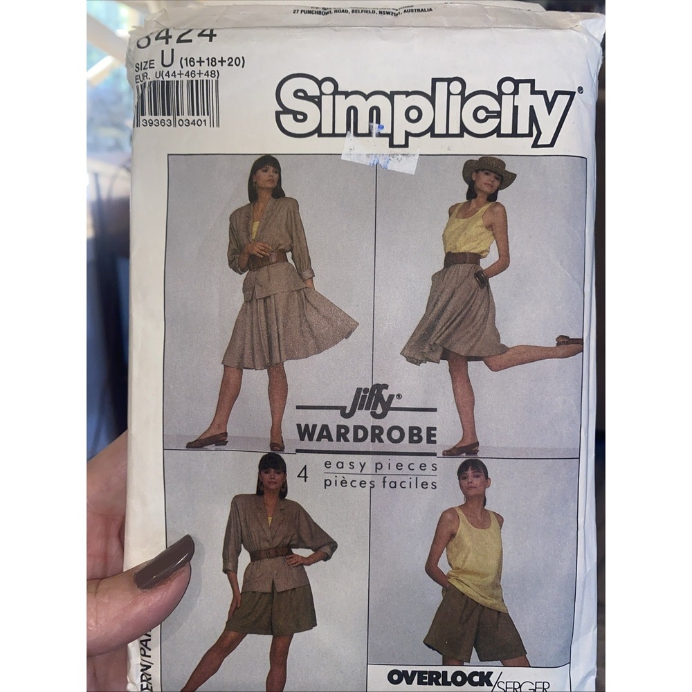 Vintage 1997 Simplicity Jiffy Wardrobe Sewing Pattern 8424 Size 16-20 Uncut